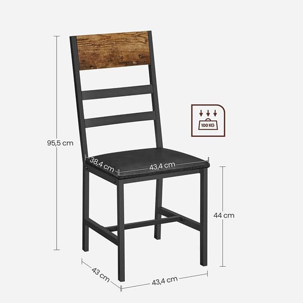 Rootz 2-delade matstolar - Vintage Brun-Svart - Spånskiva stålskum - Bekväma sittplatser - Robust konstruktion - Enkel montering - 43,4 cm x 43 cm x 9