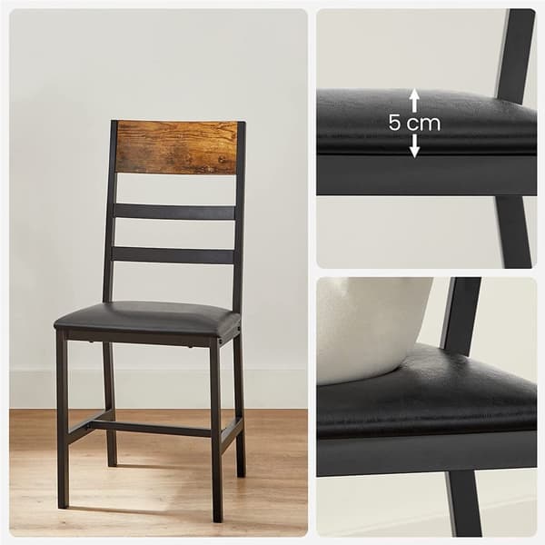 Rootz 2-delade matstolar - Vintage Brun-Svart - Spånskiva stålskum - Bekväma sittplatser - Robust konstruktion - Enkel montering - 43,4 cm x 43 cm x 9