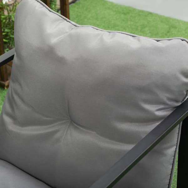 Rootz 4-delad trädgårdsmöbelset - Uteplatsset - Väderbeständig - Slitstark stålram - Bekväma kuddar - 114cm x 70cm x 67cm - Grå + Svart