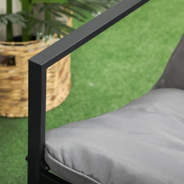 Rootz 4-delad trädgårdsmöbelset - Uteplatsset - Väderbeständig - Slitstark stålram - Bekväma kuddar - 114cm x 70cm x 67cm - Grå + Svart