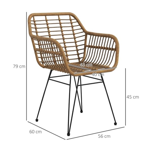 Rootz Set med 2 Boho Style köksstolar - Matstolar - Rottingstolar - Naturlig estetik - Bekväm design - Hållbar konstruktion - 56cm x 60cm x 79cm