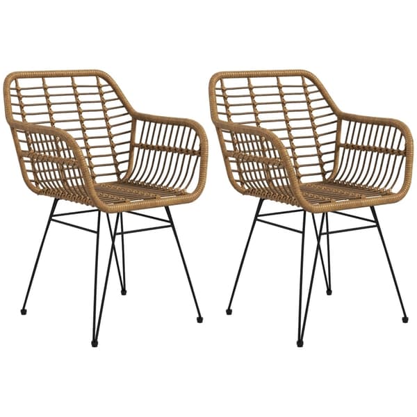 Rootz Set med 2 Boho Style köksstolar - Matstolar - Rottingstolar - Naturlig estetik - Bekväm design - Hållbar konstruktion - 56cm x 60cm x 79cm