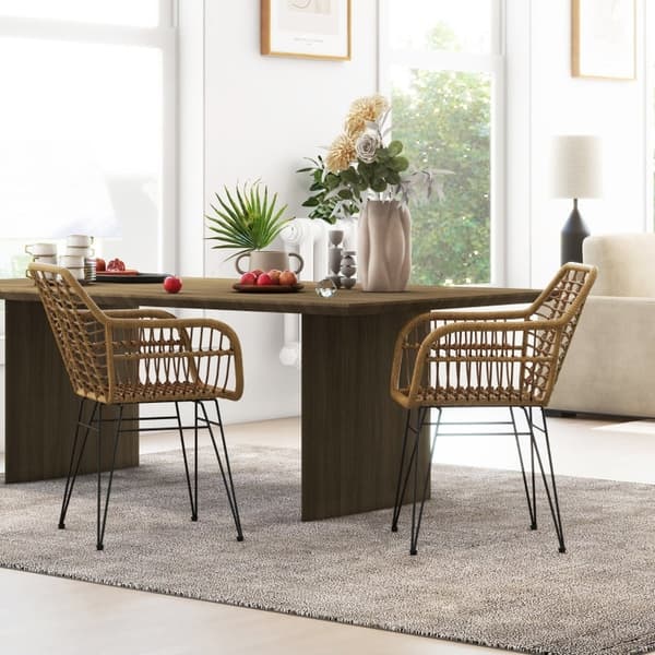Rootz Set med 2 Boho Style köksstolar - Matstolar - Rottingstolar - Naturlig estetik - Bekväm design - Hållbar konstruktion - 56cm x 60cm x 79cm