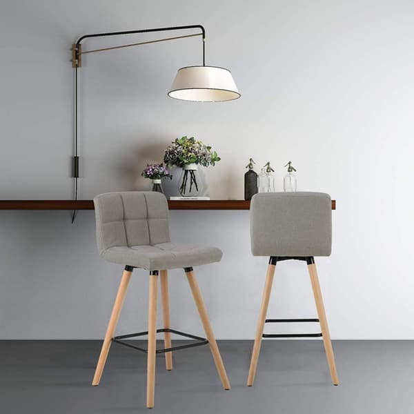 Rootz 2 baarituolia - Työpöytäjakkarat - Keittiöjakkarat - Mukava pellavaistuin - Ergonominen selkänoja - Tukeva puurunko - 40cm x 36cm