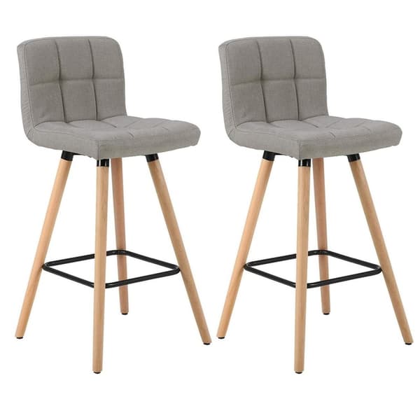 Rootz 2 baarituolia - Työpöytäjakkarat - Keittiöjakkarat - Mukava pellavaistuin - Ergonominen selkänoja - Tukeva puurunko - 40cm x 36cm