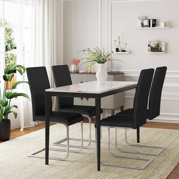 Rootz-ruokailuhuoneen tuolisarja 4 kpl - uloketuoli - korkea selkänojallinen tuoli - musta sametti - vakaa ja turvallinen, ergonominen, lattiaystäväll