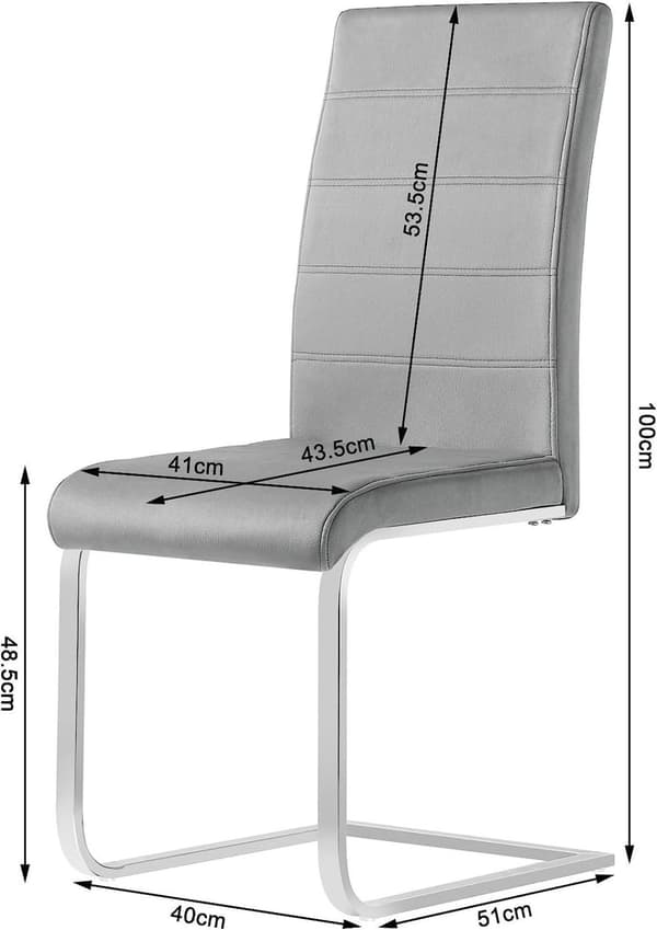 Rootz Spisestuestole Sæt med 6 - Gyngestole - Højryggede stole - Fløjl og metal - Ergonomisk og stabil - Gulvbeskyttelse - 41cm x 100cm x 55,5cm