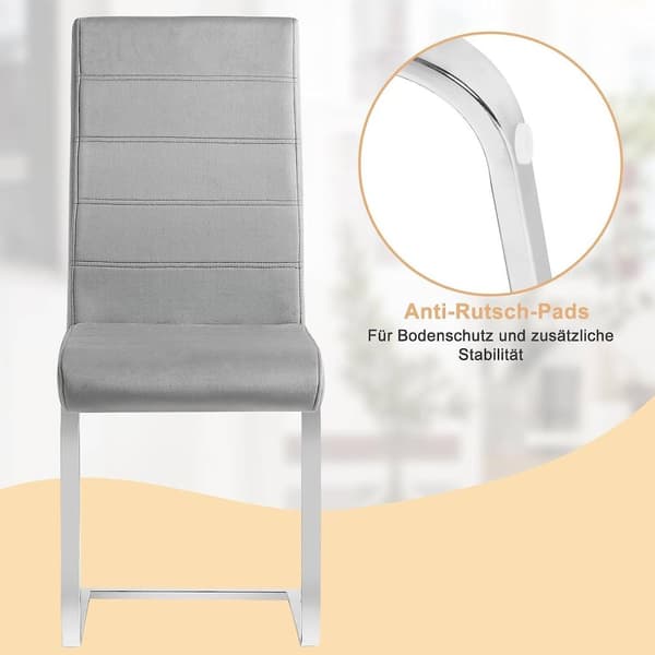 Rootz Spisestuestole Sæt med 6 - Gyngestole - Højryggede stole - Fløjl og metal - Ergonomisk og stabil - Gulvbeskyttelse - 41cm x 100cm x 55,5cm