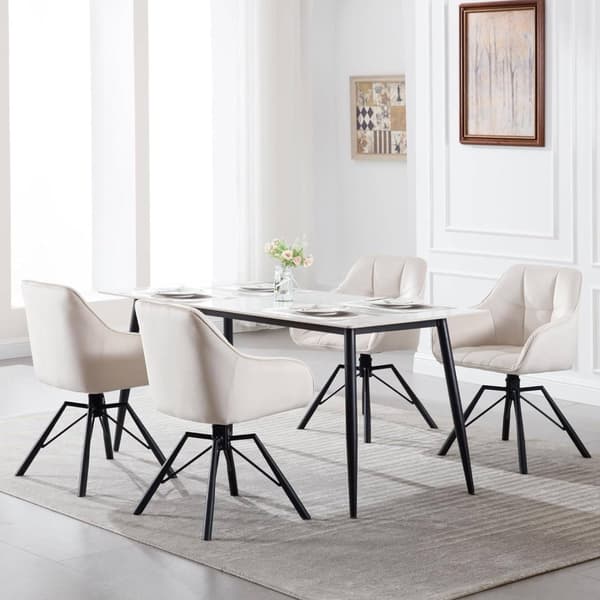 Rootz kääntyvä ruokatuoli - Pyörivä tuoli - Samettiverhoiltu - Mukava leveä istuin - Ergonominen muotoilu - Kestävä metallirunko - 58,5 cm x 82,5 cm x