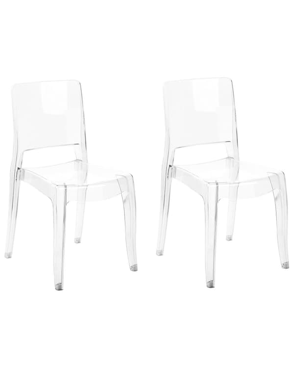 Sæt med 2 Spisestuestole Transparent Syntetisk Materiale Armløs Stabelbar Moderne Design