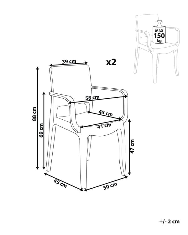 Sæt med 2 Spisestuestole Transparent Syntetisk Materiale Solid Ryg med Armlæn Stabelbar moderne design