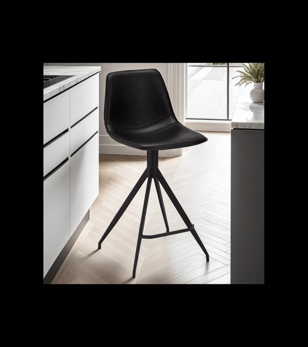 Rootz Barpall - Snurrbar stol - Bekväm motpall - 360° vridbar, högsta komfort, enkelt underhåll - 48cm x 57cm x 98cm - Metall och konstläder