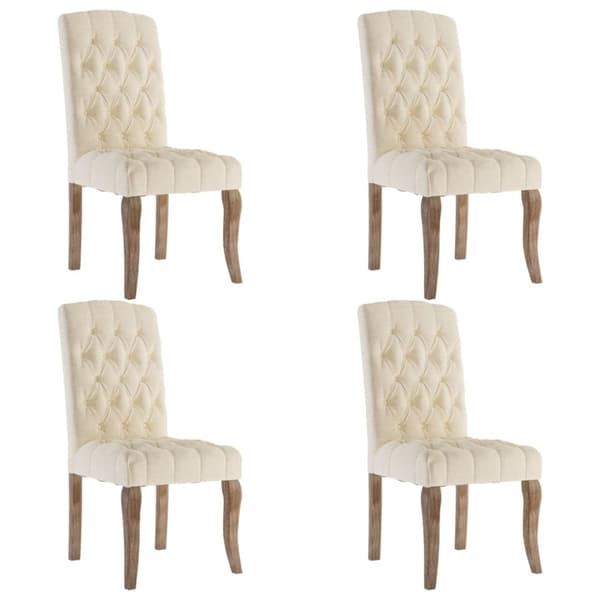 vidaXL Matstolar 4 st beige linnedesign tyg