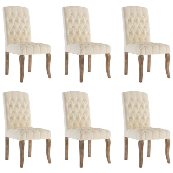vidaXL Matstolar 6 st beige linnedesign tyg