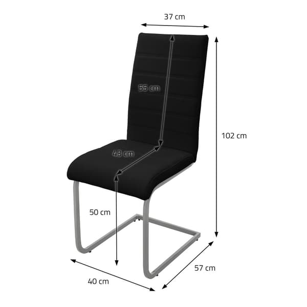 Set om 2 matsalsstolar med ryggstöd och svart konstläderklädsel ML-Design