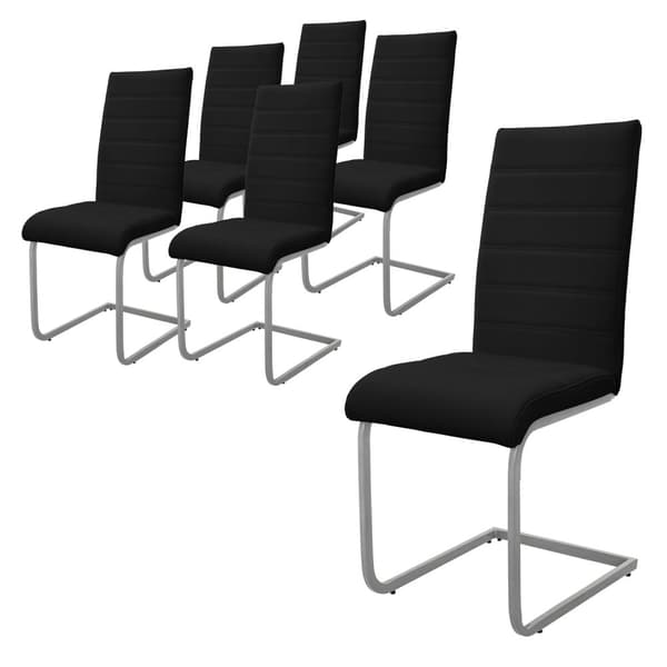 2 kpl selkänojallisia ruokailutuoleja musta keinonahkaverhoilu ML-Design