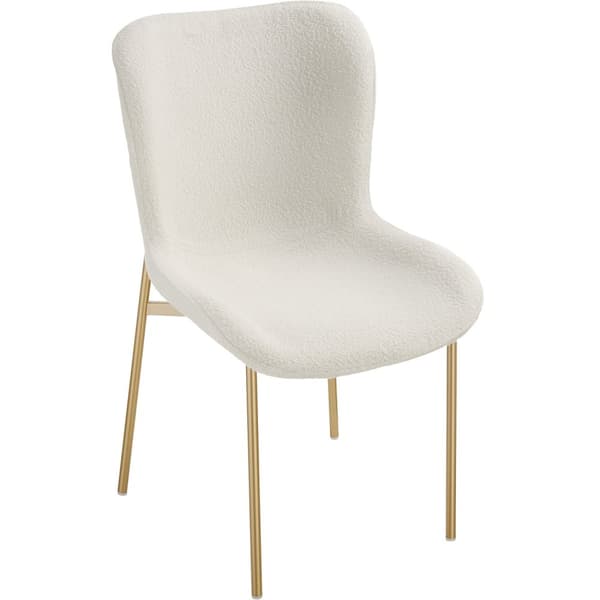 Spisebordsstole Tessa - Bouclé hvid/guld,Sæt med 6 stk.