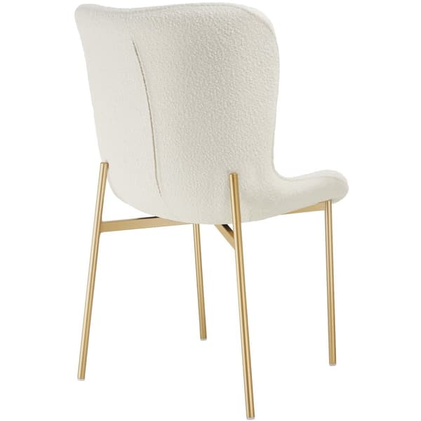 Spisebordsstole Tessa - Bouclé hvid/guld,Sæt med 6 stk.