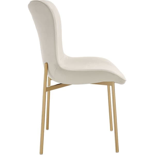 Spisebordsstole Tessa - Velour beige/guld,Sæt med 6 stk.