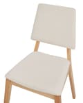 Miniatyrbild 7 av 9: Matstolar 2 st Ljusbeige Polyester Gummiträ Ljust Trä Stoppad Rygg och Sits