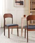 Miniatyrbillede 2 af 9: Spisebordsstol Mørkt Gummitræ Sæt af 2 Spisestole med Træben Klassiske Spisestuestol Retro Design Træstole til Spisebord