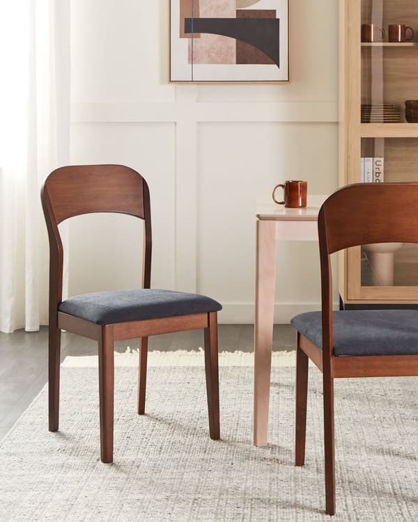 Spisebordsstol Mørkt Gummitræ Sæt af 2 Spisestole med Træben Klassiske Spisestuestol Retro Design Træstole til Spisebord