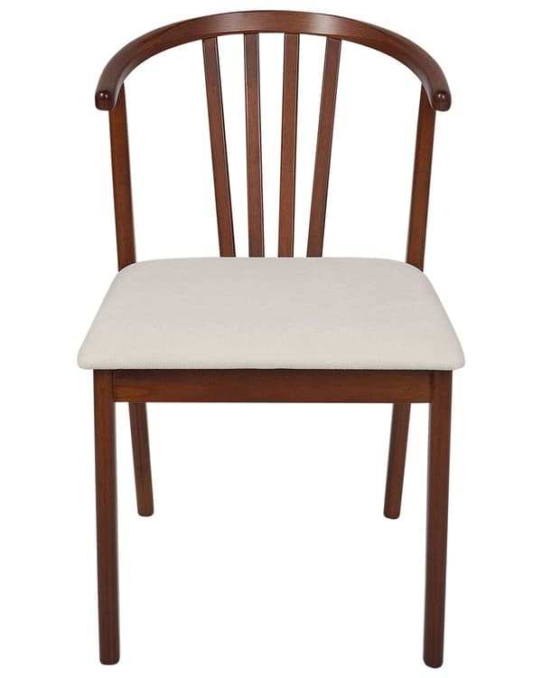 Spisebordsstol Mørkt Gummitræ Sæt af 2 Spisestole med Træben Klassiske Spisestuestol Retro Design Træstole til Spisebord