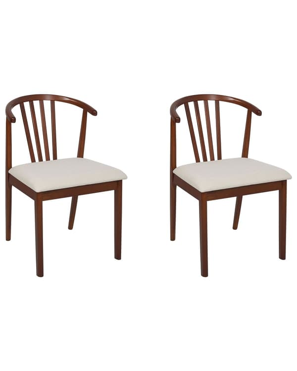 Spisebordsstol Mørkt Gummitræ Sæt af 2 Spisestole med Træben Klassiske Spisestuestol Retro Design Træstole til Spisebord
