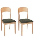 Miniatyrbillede 1 af 9: Spisebordsstol Lyst Gummitræ Sæt af 2 Spisestole med Træben Klassiske Spisestuestol Retro Design Træstole til Spisebord