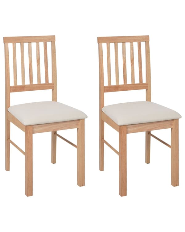 Spisebordsstol Lyst Gummitræ Sæt af 2 Spisestole med Træben Klassiske Spisestuestol Retro Design Træstole til Spisebord