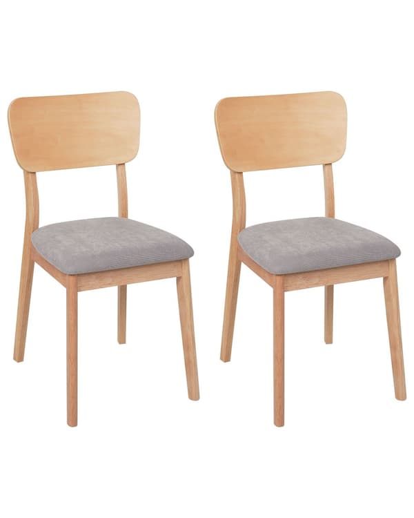 Spisebordsstol Lyst Gummitræ Sæt af 2 Spisestole med Træben Klassiske Spisestuestol Retro Design Træstole til Spisebord