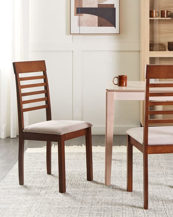 Spisebordsstol Mørkt Gummitræ Sæt af 2 Spisestole med Træben Klassiske Spisestuestol Retro Design Træstole til Spisebord
