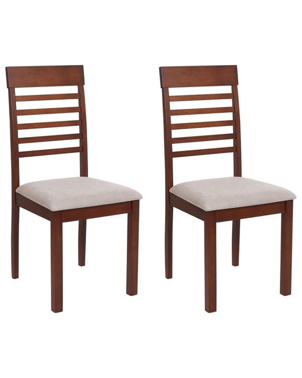 Spisebordsstol Mørkt Gummitræ Sæt af 2 Spisestole med Træben Klassiske Spisestuestol Retro Design Træstole til Spisebord