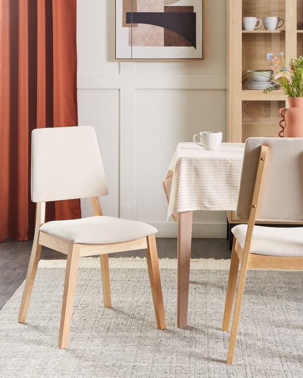 Spisebordsstol Lyst Gummitræ Sæt af 2 Spisestole med Træben Klassiske Spisestuestol Retro Design Træstole til Spisebord