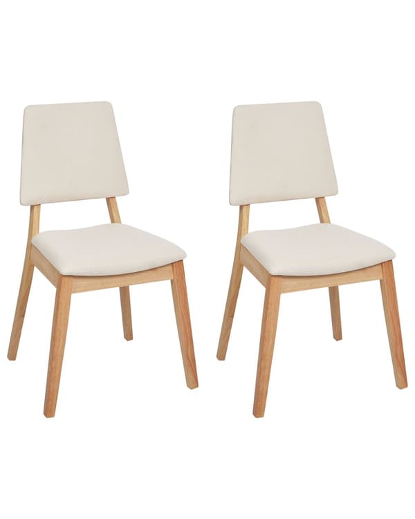 Spisebordsstol Lyst Gummitræ Sæt af 2 Spisestole med Træben Klassiske Spisestuestol Retro Design Træstole til Spisebord