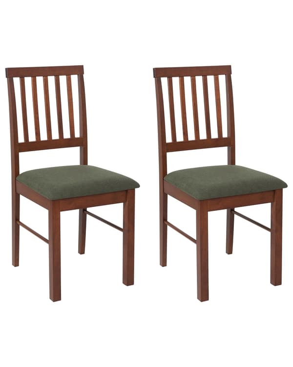 Spisebordsstol Mørkt Gummitræ Sæt af 2 Spisestole med Træben Klassiske Spisestuestol Retro Design Træstole til Spisebord