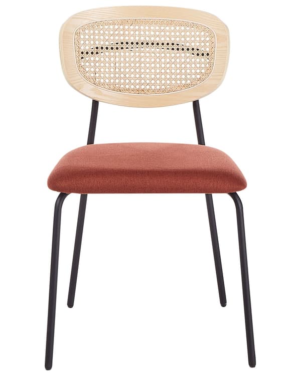 Sett med 2 Spisestoler Oransje Polyester Svarte Metallben Uten Armlener Buet form Moderne design Kjøkken Spisestue
