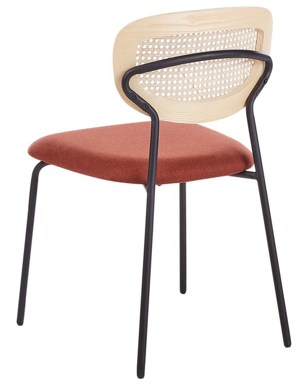 Sett med 2 Spisestoler Oransje Polyester Svarte Metallben Uten Armlener Buet form Moderne design Kjøkken Spisestue