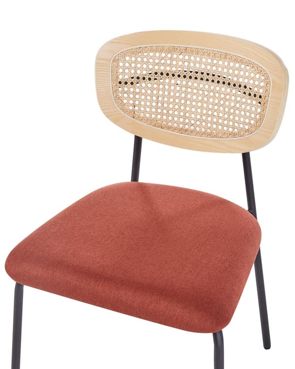 Sett med 2 Spisestoler Oransje Polyester Svarte Metallben Uten Armlener Buet form Moderne design Kjøkken Spisestue