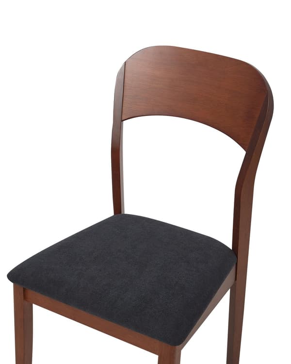 Sett med 2 Spisestoler Svart Stoff Polyester Gummitre Polstret Mørkt tre Tradisjonell stil