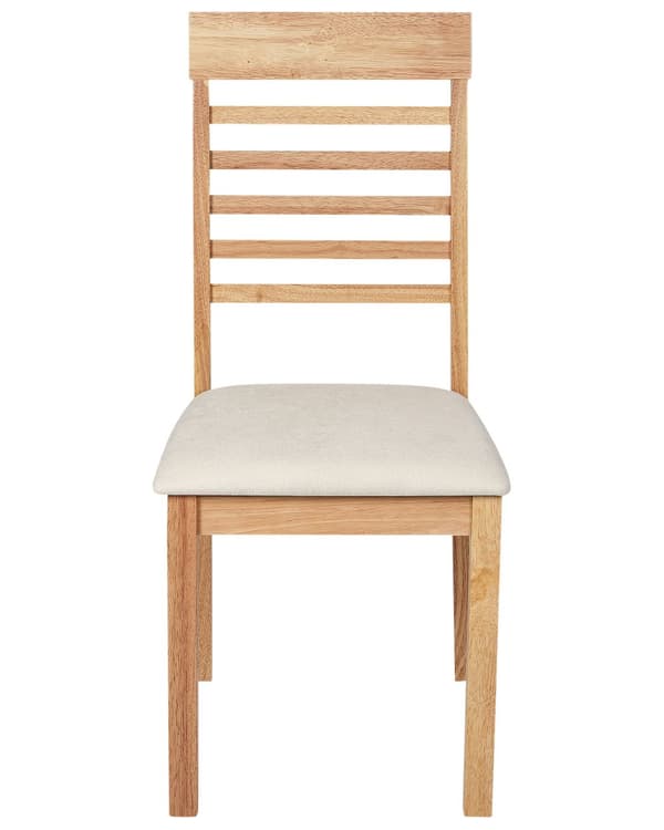 Sett med 2 Spisestoler Lysbeige Polyester Gummitre Lyst tre Polstret Klassisk stil