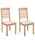 Miniatyrbilde 1 av 9: Sett med 2 Spisestoler Lysbeige Polyester Gummitre Lyst tre Polstret Klassisk stil
