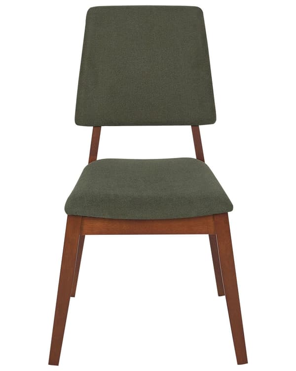 Sett med 2 Spisestoler Grønn Polyester Gummitre Mørkt tre Polstret rygg og sete