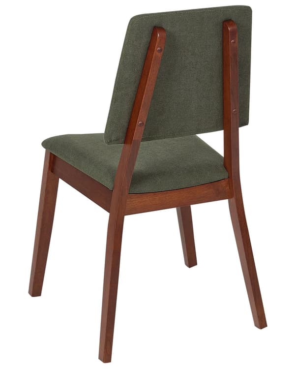 Sett med 2 Spisestoler Grønn Polyester Gummitre Mørkt tre Polstret rygg og sete