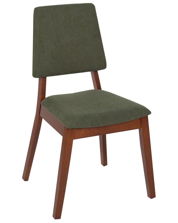 Sett med 2 Spisestoler Grønn Polyester Gummitre Mørkt tre Polstret rygg og sete