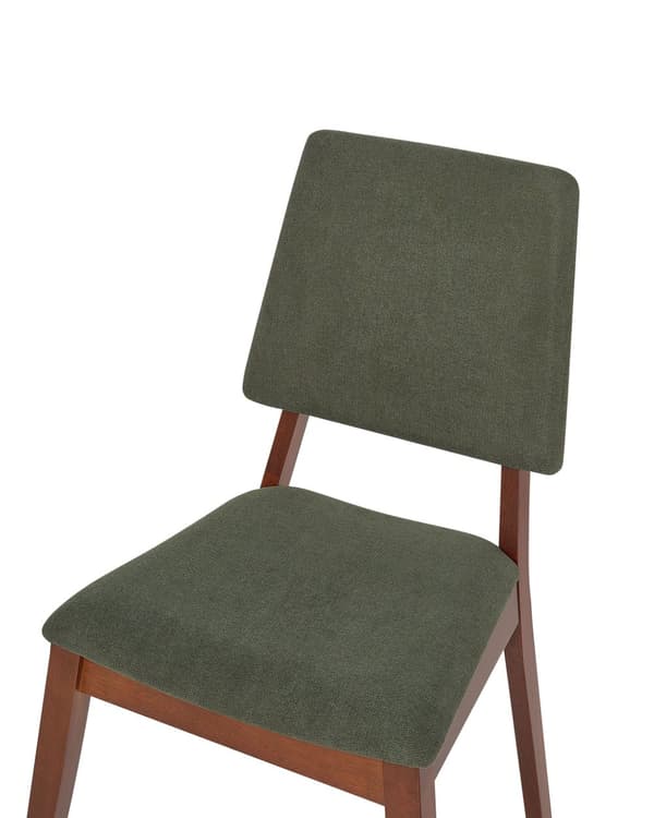 Sett med 2 Spisestoler Grønn Polyester Gummitre Mørkt tre Polstret rygg og sete