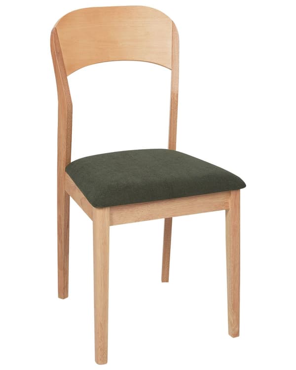 Sett med 2 Spisestoler Mørkegrønn Stoff Polyester Gummitre Polstret Tradisjonell stil