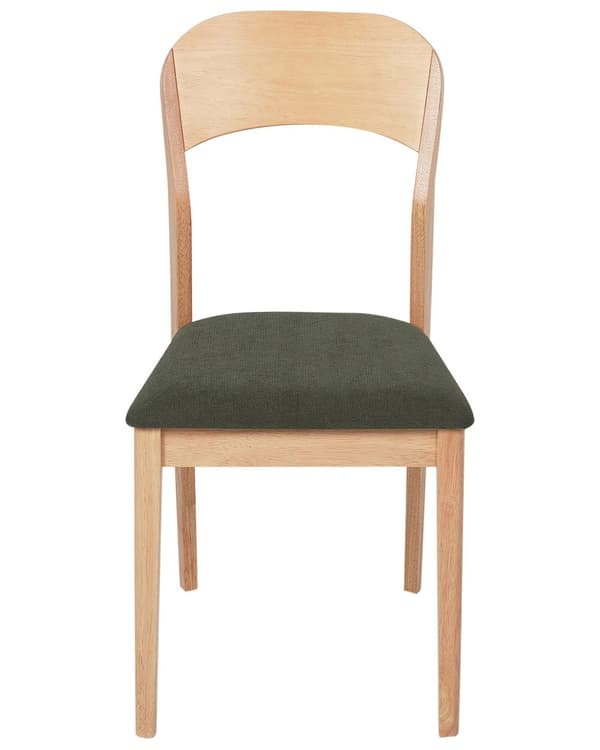 Sett med 2 Spisestoler Mørkegrønn Stoff Polyester Gummitre Polstret Tradisjonell stil
