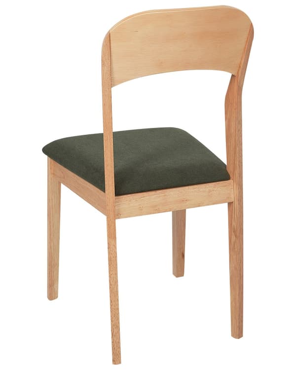 Sett med 2 Spisestoler Mørkegrønn Stoff Polyester Gummitre Polstret Tradisjonell stil