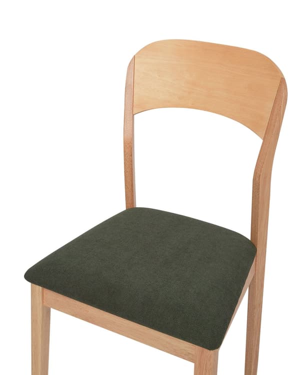 Sett med 2 Spisestoler Mørkegrønn Stoff Polyester Gummitre Polstret Tradisjonell stil